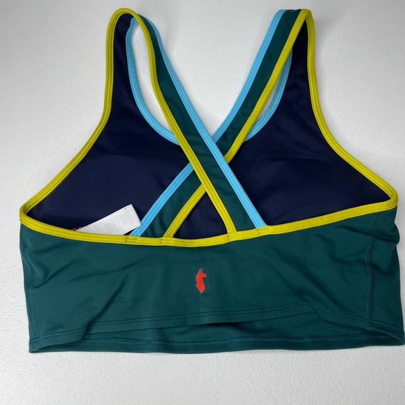 Cotopaxi Women's Mari Crop Top Built-in Sports Bra Teal Yellow Size Small. - Picture 2 of 5